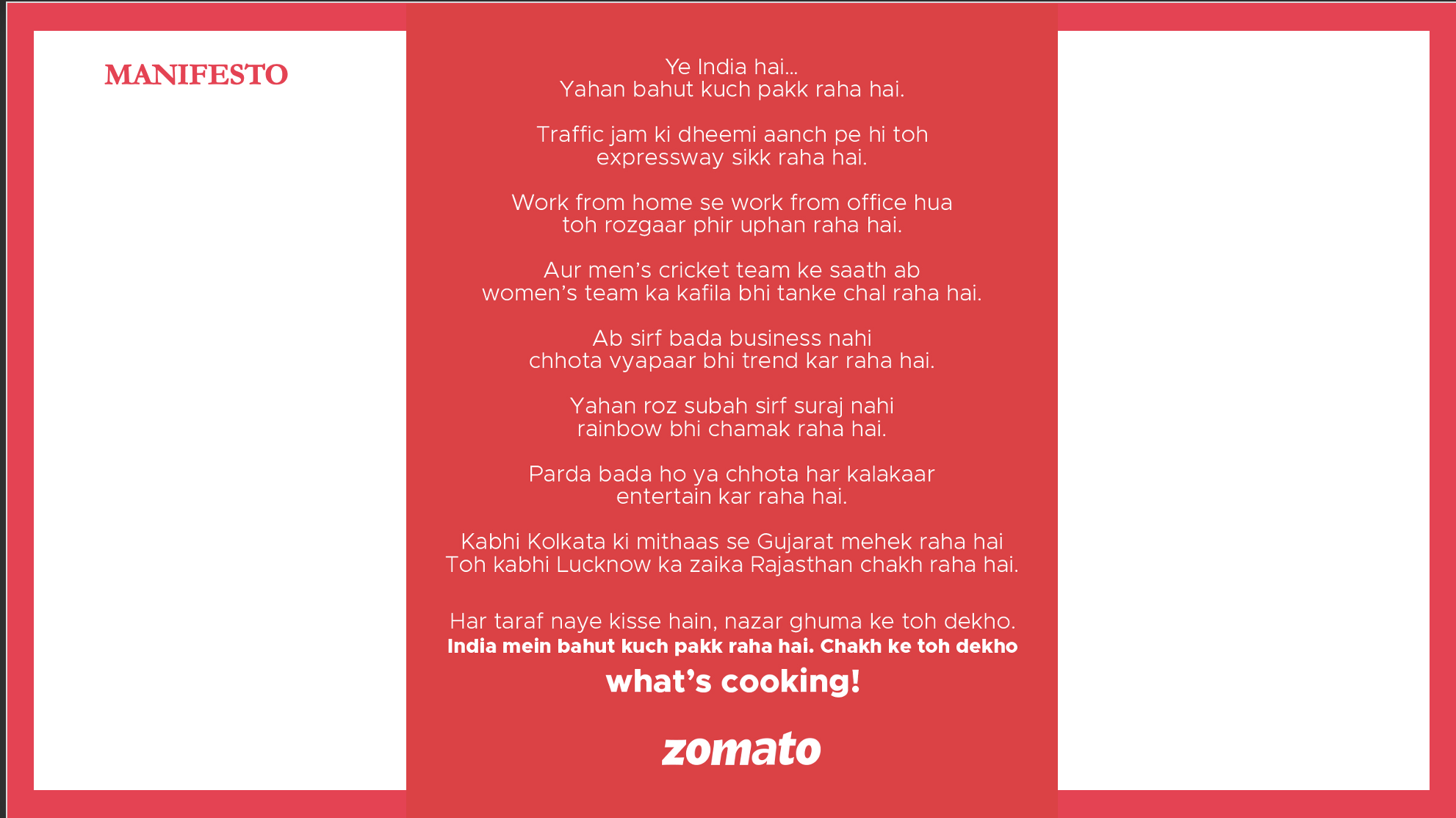 Zomato Manifesto